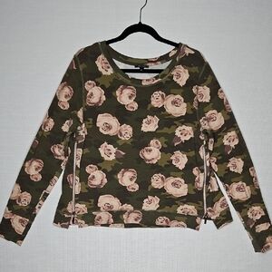 Stella & Dot Camouflage Long Sleeve Top Size XL